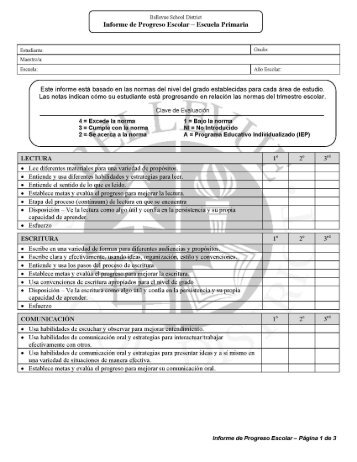 Informe de Progreso Escolar â Escuela Primaria - Bellevue School ...