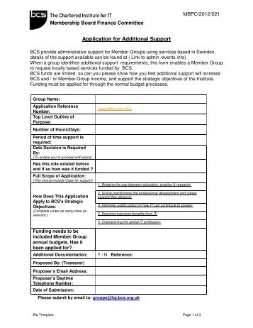 Application Template for Additional Resources (Personnel)