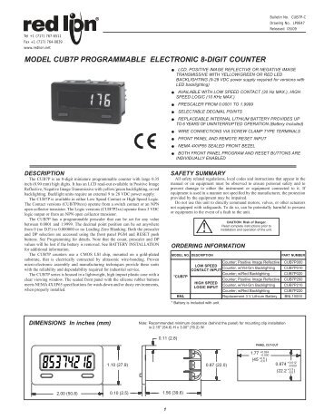 CUB7P Data Sheet/Manual PDF - Red Lion Controls