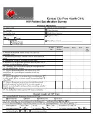 Kansas City Free Health Clinic HIV Patient Satisfaction Survey