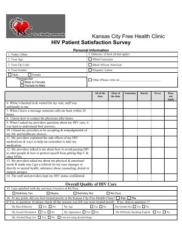 Kansas City Free Health Clinic HIV Patient Satisfaction Survey