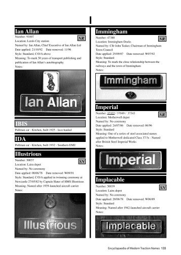 Ian Allan Illustrious Immingham Imperial Implacable IBIS IDA