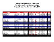 2010 World SIngle Lift Championships Virginia ... - Raw Powerlifting