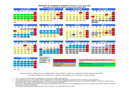 calendario acadÃ©mico 2013-2014 - Universidad PolitÃ©cnica de ...