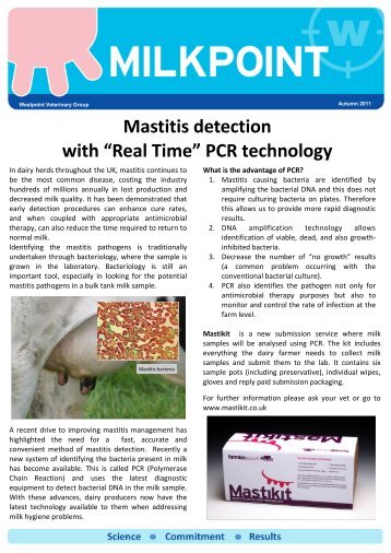 Mastitis detection with - Westpoint Veterinary Group