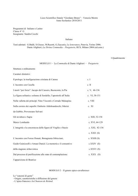 Relazione finale 4^G-11 - Liceo Scientifico Giordano Bruno