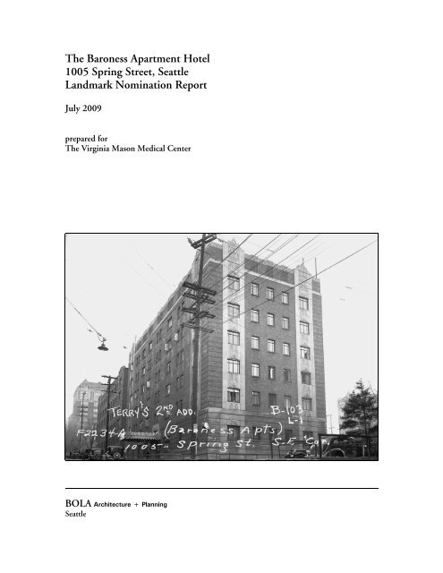 The Baroness Apartment Hotel 1005 Spring Street - City of Seattle