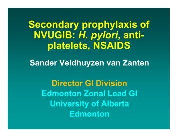 Secondary prophylaxis of NVUGIB: H. pylori, anti- platelets, NSAIDS