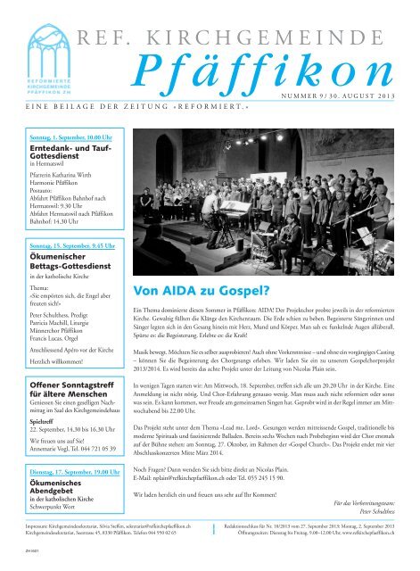 Ausgabe vom 30. August 2013 - Ref. Kirchgemeinde PfÃ¤ffikon