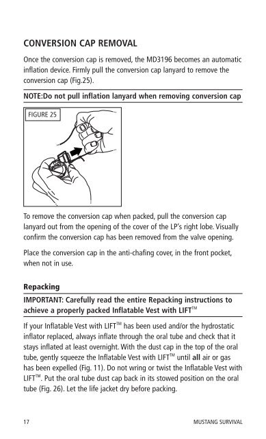 Owner's Manual - Mustang Survival