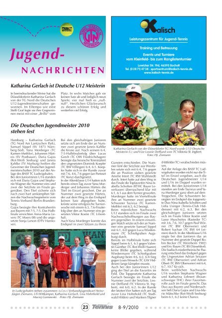 August-September · NT 8-9/2010 - Tennis-Verband Niederrhein e.V.