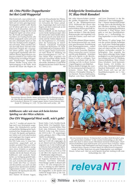 August-September · NT 8-9/2010 - Tennis-Verband Niederrhein e.V.