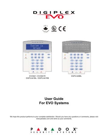 Paradox Digiplex EVO User Manual. - SecurTek