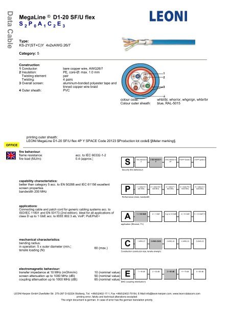 Megaline A D1 20 Sf U Flex Space Leoni Kerpen Gmbh Stolberg