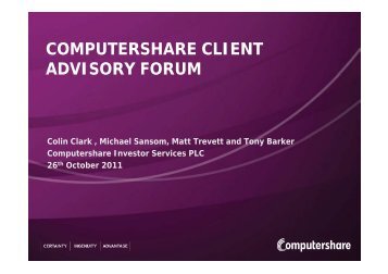 to view a copy of the presentation - Computershare