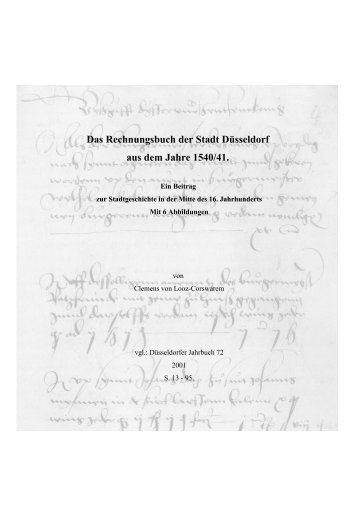 Das Rechnungsbuch der Stadt Düsseldorf aus dem Jahre 1540/41.