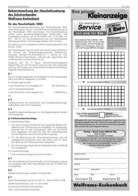 Amtsblatt Juni 2005 - Stadt Wolframs-Eschenbach