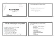 TERMINOLOGIE Cours de terminologie : programme - UFR EILA