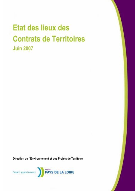 Etat des lieux des Contrats de Territoires - Conseil RÃ©gional des ...