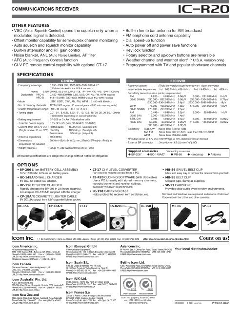 iC- r20 - ICOM Canada