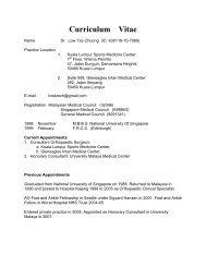CURRICULUM VITAE - Malaysian Orthopaedic Association