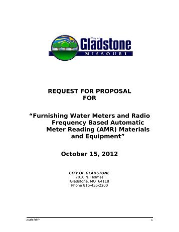 Furnishing Water Meters and Radio Frequency - City of Gladstone