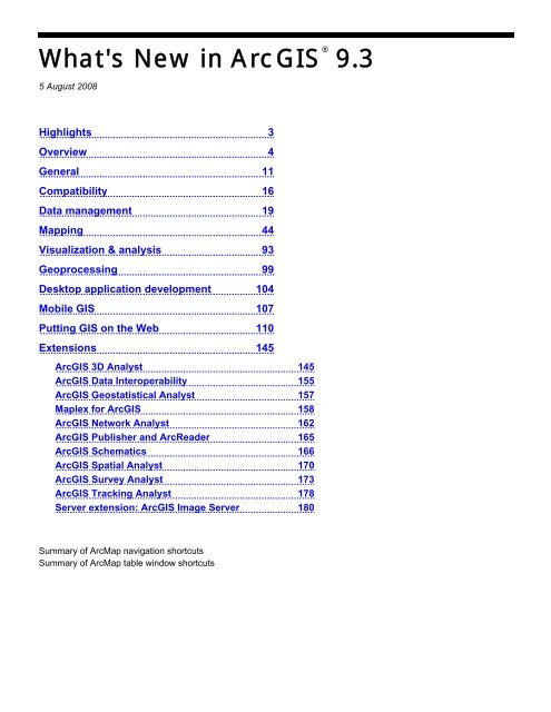 What's New in ArcGIS 9.3 (pdf) - Help for Previous Versions - Esri