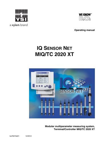 YSI IQ SensorNet 2020 XT Terminal User Manual - YSI.com