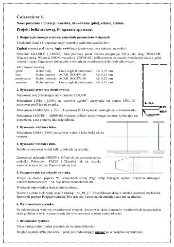 Äwiczenie nr 6. Projekt belki stalowej. PoÅÄczenie spawane.