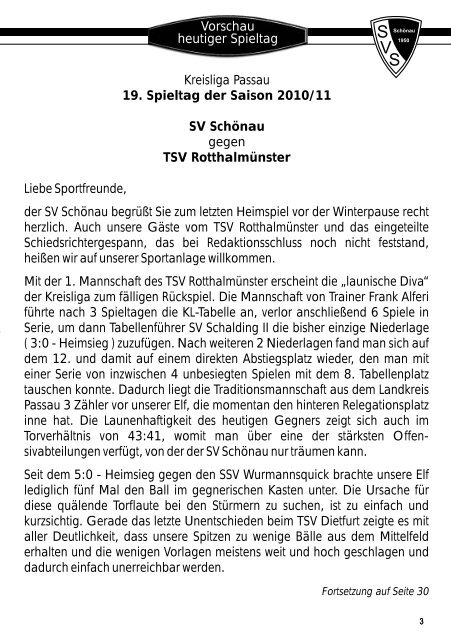 TSV Rotthalmünster - SV Schönau