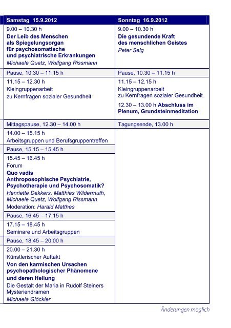 Arbeitsgruppen - Medizinische Sektion am Goetheanum