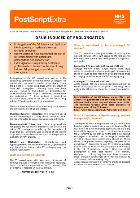 DRUG INDUCED QT PROLONGATION - GGC Prescribing