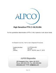High Sensitive PTH (1-34) ELISA - ALPCO Diagnostics