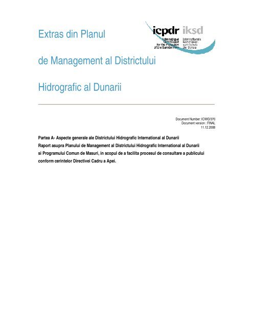 Plan Management District Hidrografic Dunare - Apele Romane