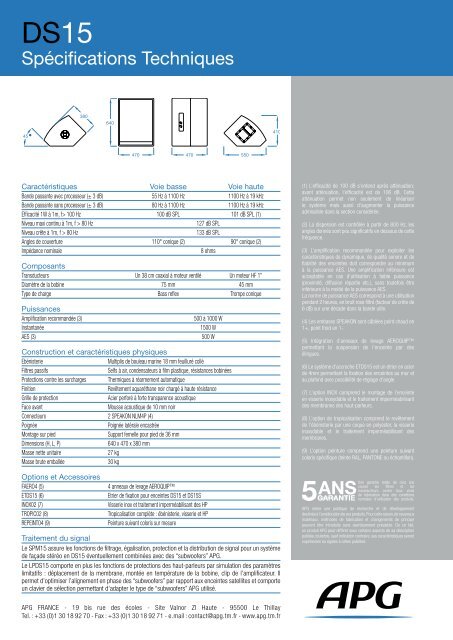 TÃ©lÃ©charger la fiche produit DS15 - APG