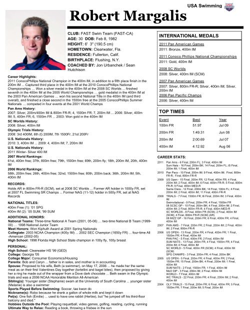 Event Progressions, cont. - USA Swimming