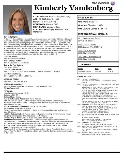 Event Progressions, cont. - USA Swimming