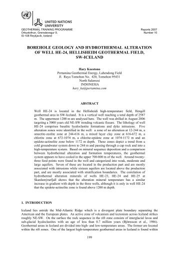 borehole geology and hydrothermal alteration of well ... - Orkustofnun