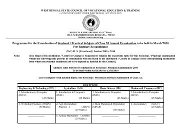 Programme for the Examination of Sessional / Practical ... - wbscvet