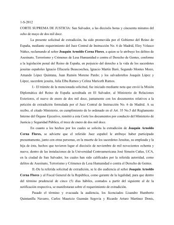 CORTE SUPREMA DE JUSTICIA: San Salvador, a las diecisÃ©is ...