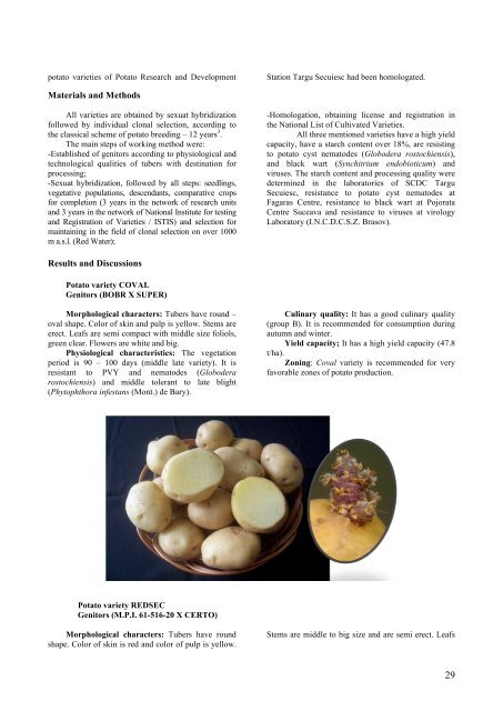 Results in potato breeding department of potato research and ...