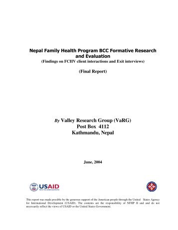 NFHP BCC Formative Research and Evaluation - Nepal Family ...