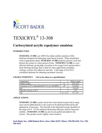 Data Sheet Texicryl 13-308 (North America) - Scott Bader