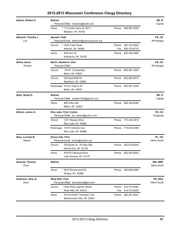 Clergy Directory - Wisconsin Conference United Methodist Church