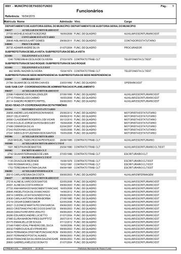 Servidores Efetivos - Prefeitura Municipal de Passo Fundo