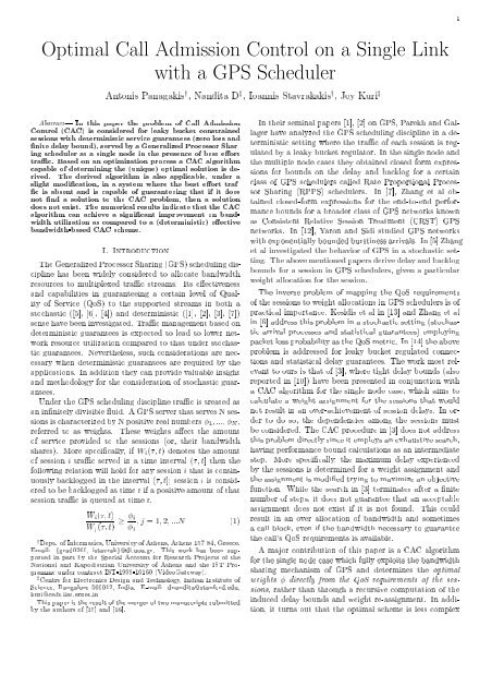 Optimal Call Admission Control On A Single Link With A Gps Cedt