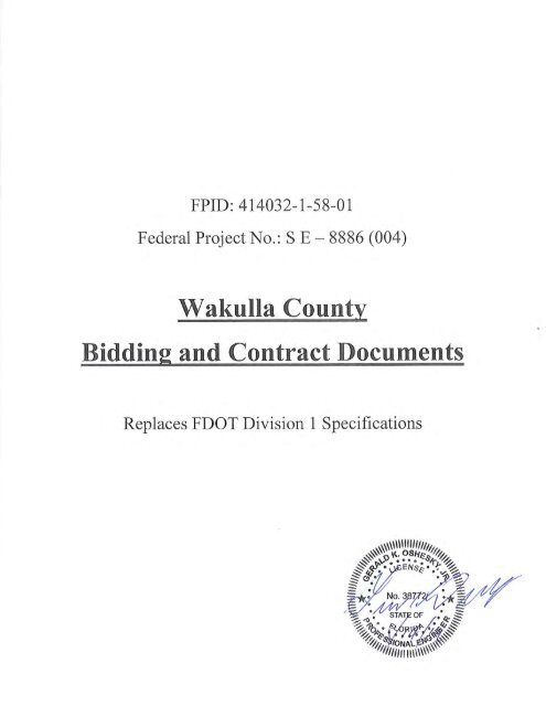 Bid Documents (Specs Pkg) - Wakulla County