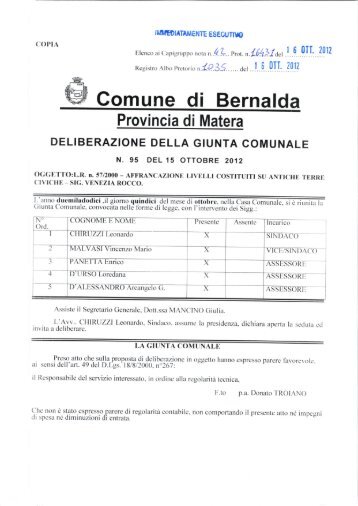 DELIBERA DI G.C. N.95.pdf - Comune di Bernalda
