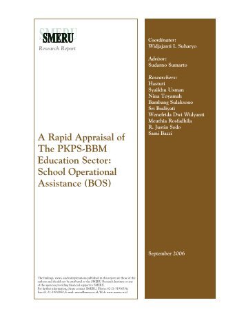 A Rapid Appraisal of The PKPS-BBM Education Sector - SMERU ...