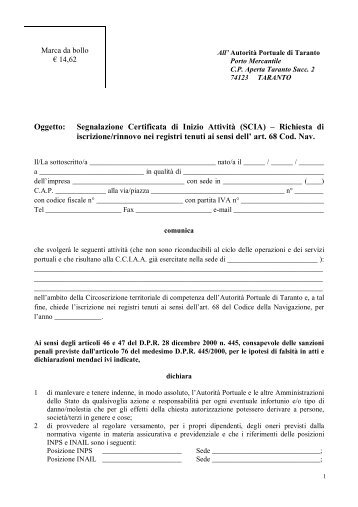 (SCIA) â Richiesta di iscrizione/rinnovo nei registri tenuti ai sensi de